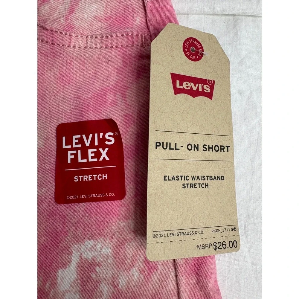 Levi's Flex Kids Girls Pink Tie Dye Pull On Shorts Elastic Waist Stretch Size 5